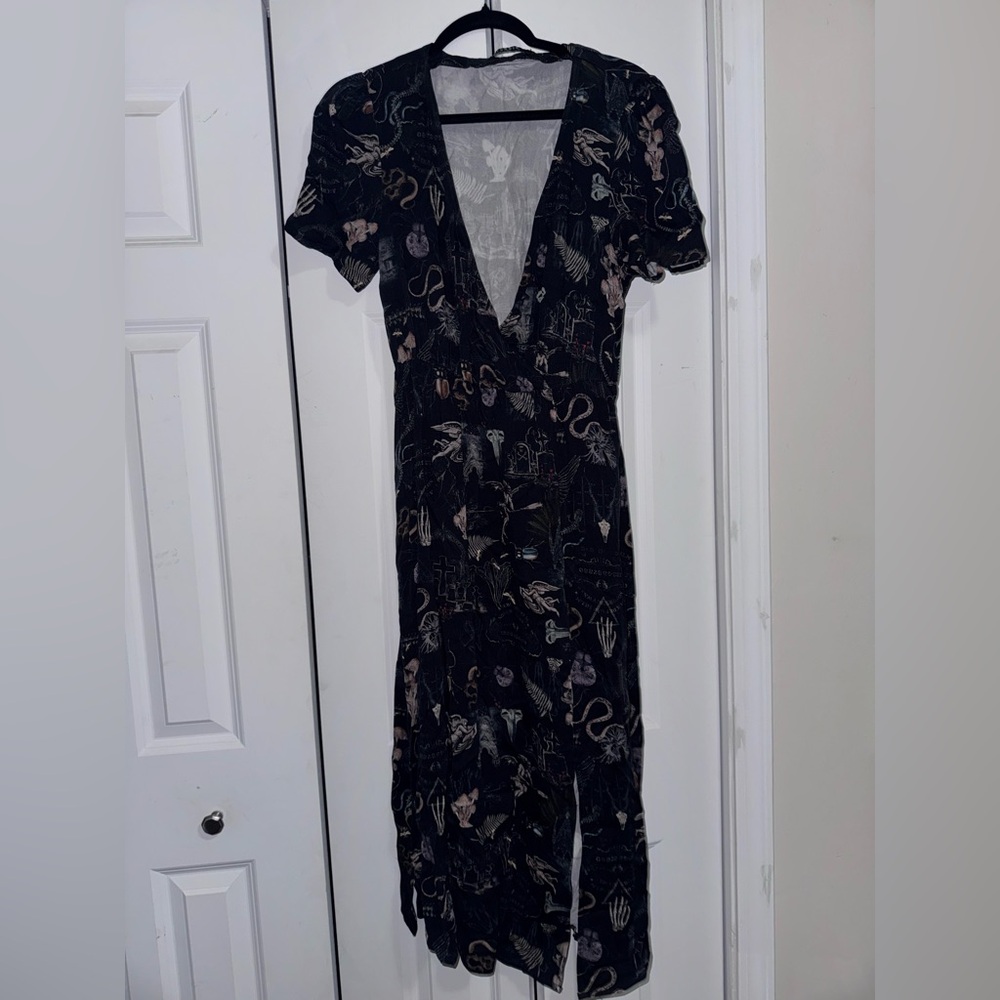 Disturbia Black Maxi Dress with Unique Pattern